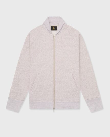 Ovo Speckle Fleece Full-Zip Cardigan Oatmeal